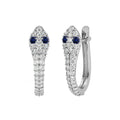 CLARA 925 Sterling Silver Blue Eye Snake Hoop Bali Earrings