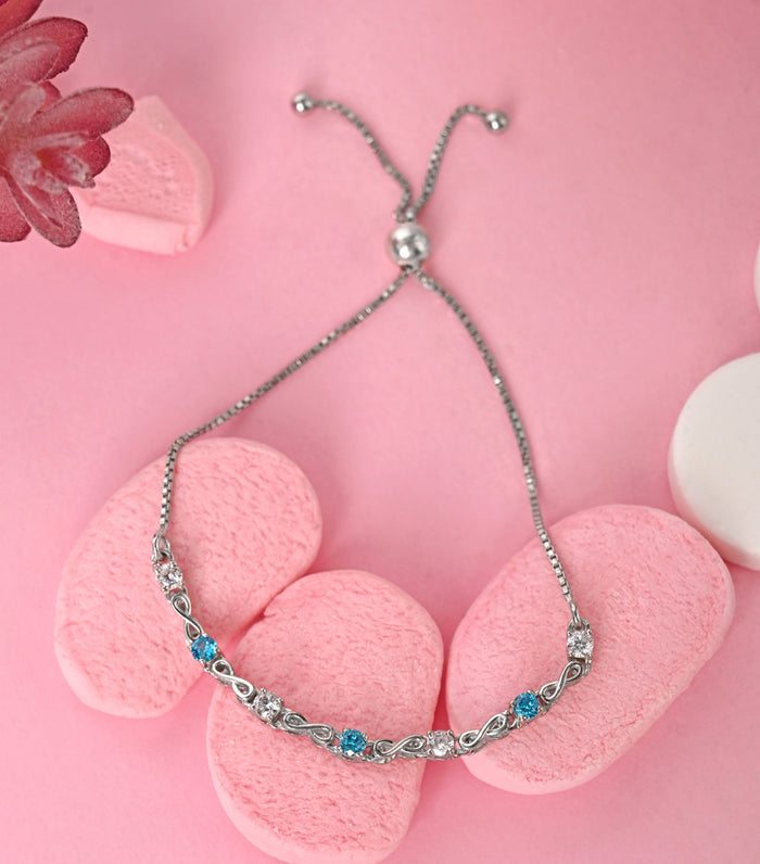 CLARA 925 Pure Silver Blue Infinity Hand Bracelet