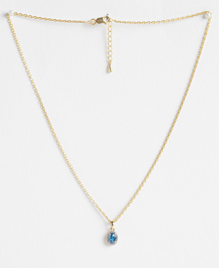 CLARA 925 Sterling Silver Blue Pendant Chain Necklace