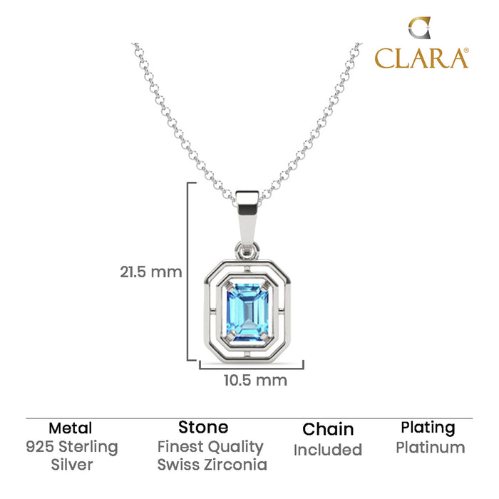 Silver Blue Solitaire Men Pendant Necklace with Chain or without Chain
