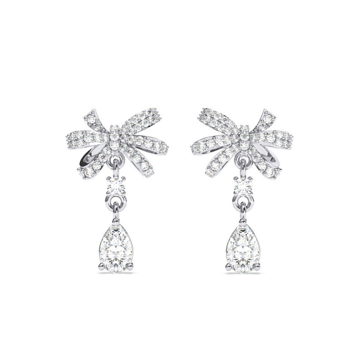 Silver Bow Knot Drop Earrings