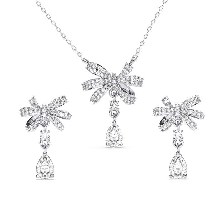 Silver Bow Knot Jewellery Set