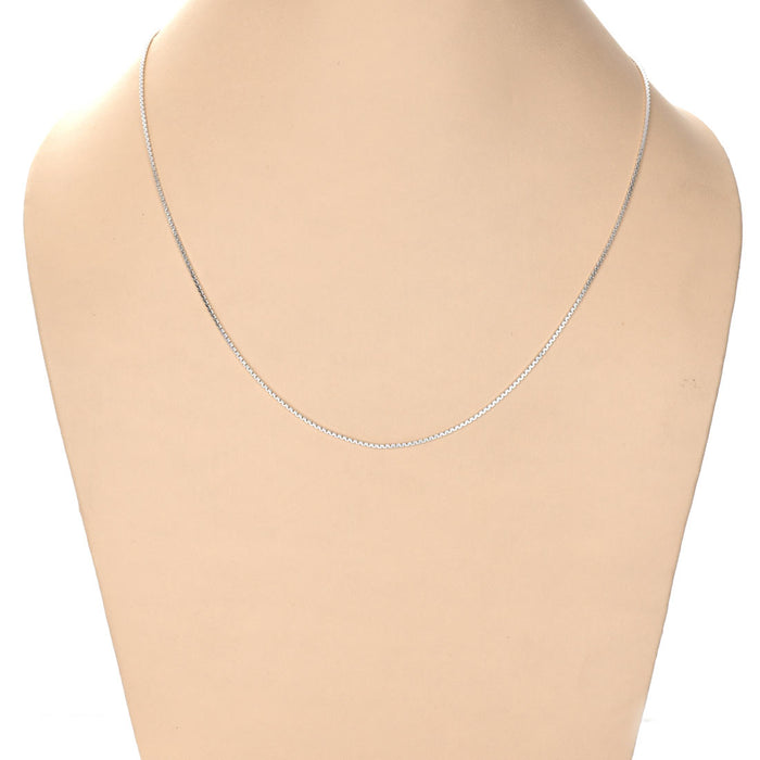 Clara Anti-Tarnish 92.5 Sterling Silver Box Chain Necklace in 16 18 24 inches for Women & Girls