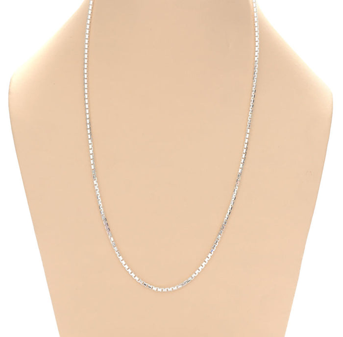 Clara Anti-Tarnish 92.5 Sterling Silver Box Chain Necklace in 20 24 28 inches for Men & Boys