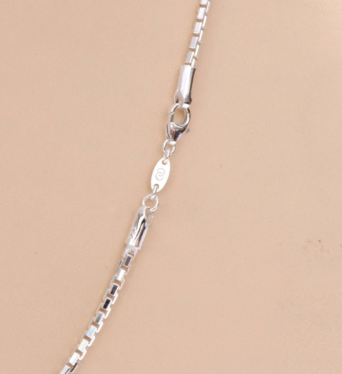 Clara Anti-Tarnish 92.5 Sterling Silver Box Chain Necklace in 20 24 28 inches for Men & Boys