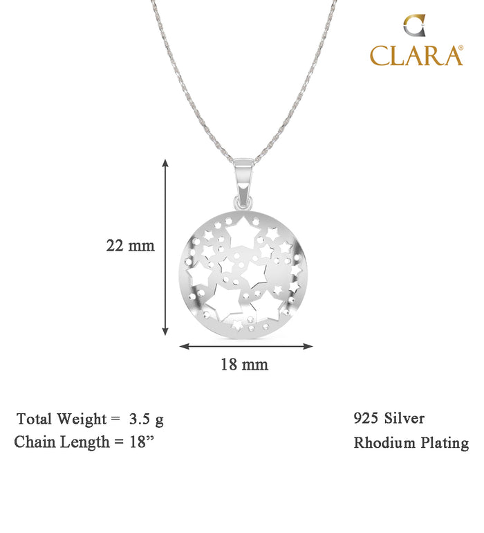 CLARA 925 Sterling Silver Bunch of Star Pendant Chain Necklace