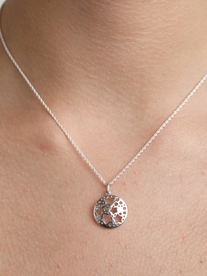 CLARA 925 Sterling Silver Bunch of Star Pendant Chain Necklace