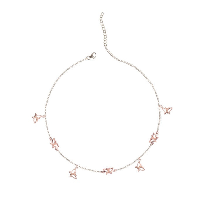 CLARA 925 Sterling Silver Butterfly Charm Necklace Chain