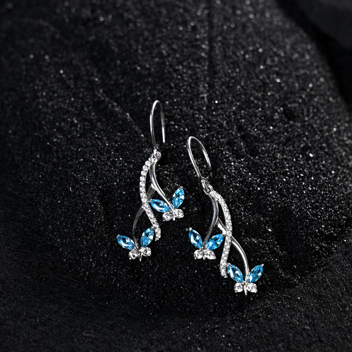 CLARA 925 Sterling Silver Butterfly Earrings