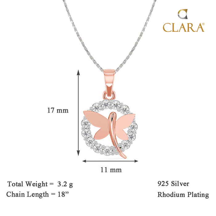 CLARA 925 Sterling Silver Butterfly Pendant Chain Necklace