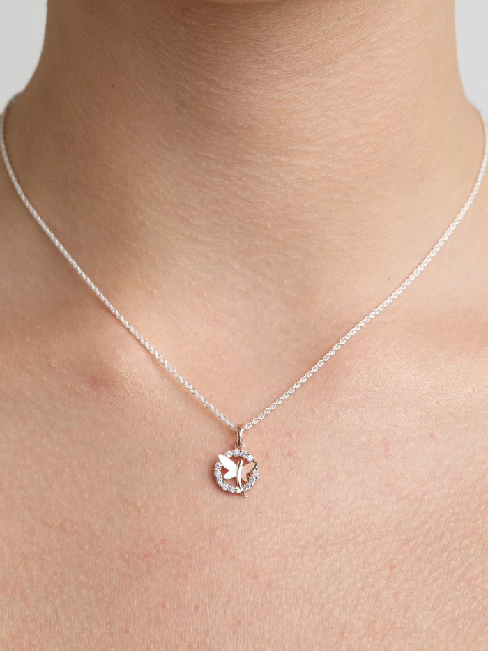 CLARA 925 Sterling Silver Butterfly Pendant Chain Necklace