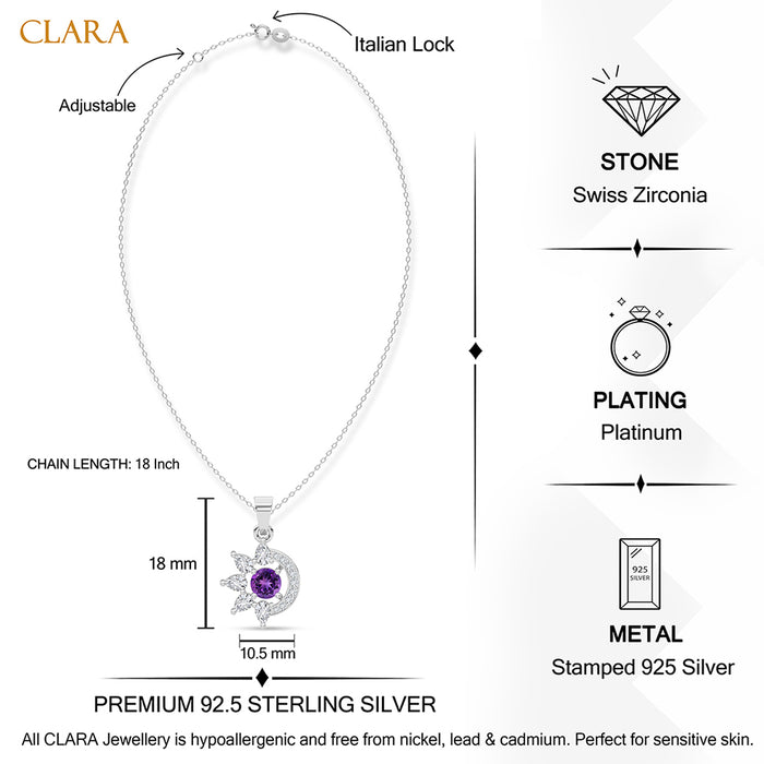 Silver Capri Purple Pendant with Chain