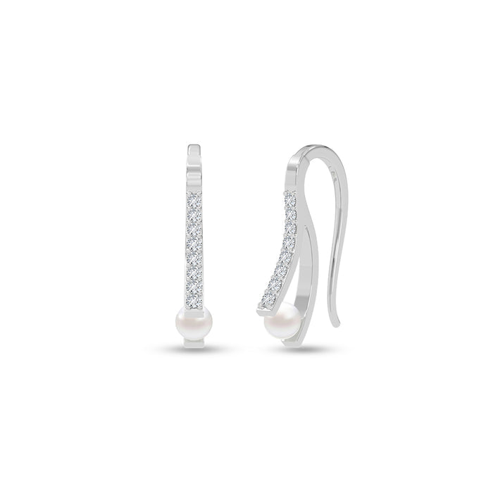 Silver Carls Pearl Drop Earrings