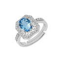 CLARA 925 Sterling Silver Size Adjustable Carol Blue Topaz Solitaire Ring
