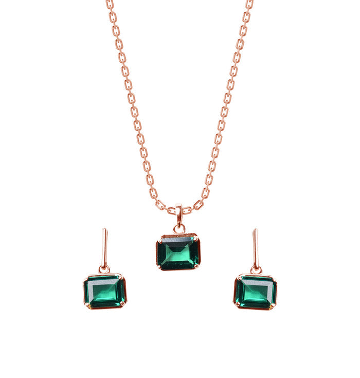CLARA 925 Sterling Silver Celia Pendant Earring Chain Jewellery Set