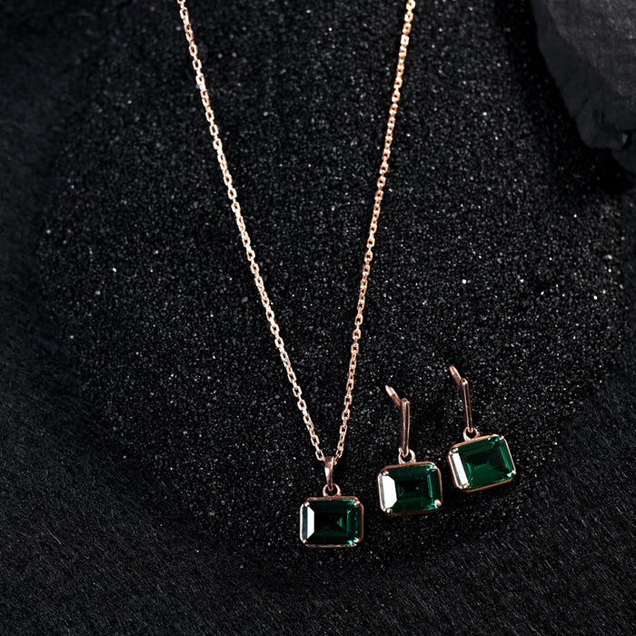 CLARA 925 Sterling Silver Celia Pendant Earring Chain Jewellery Set