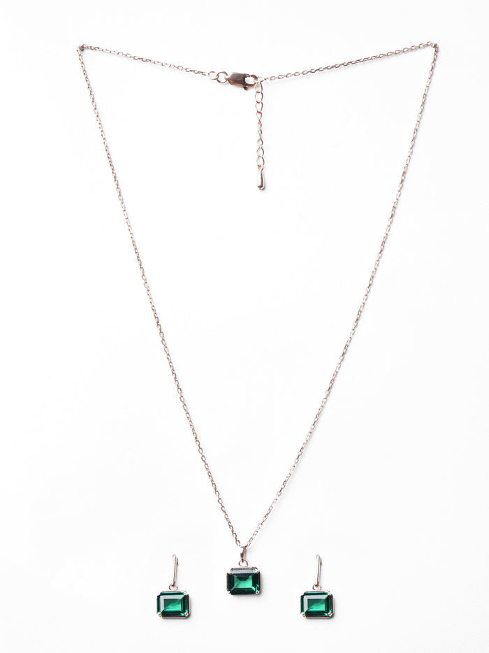 CLARA 925 Sterling Silver Celia Pendant Earring Chain Jewellery Set