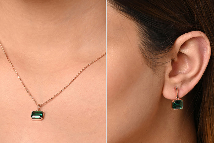 CLARA 925 Sterling Silver Celia Pendant Earring Chain Jewellery Set