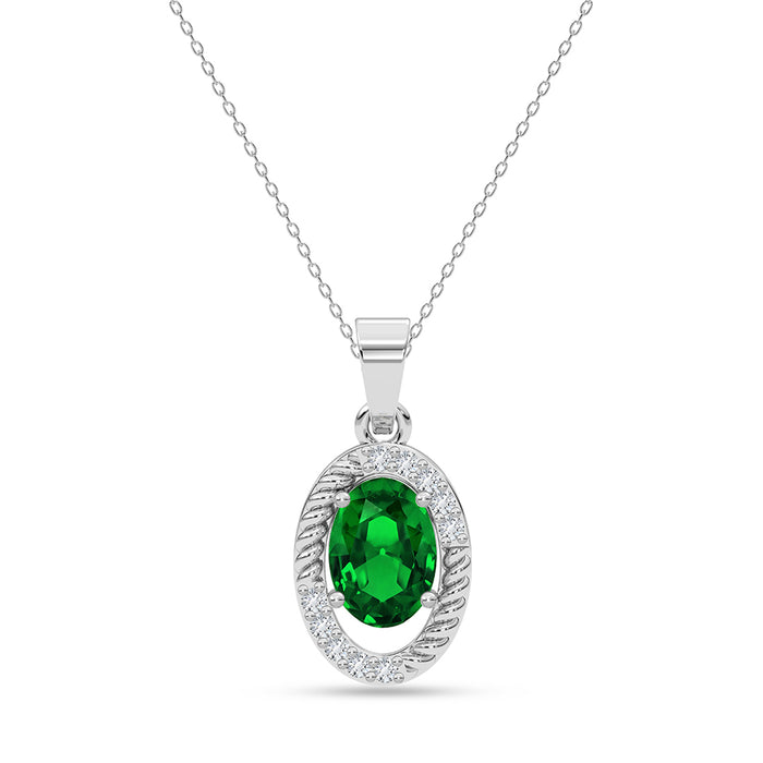 Silver Chiara Green Pendant with Chain