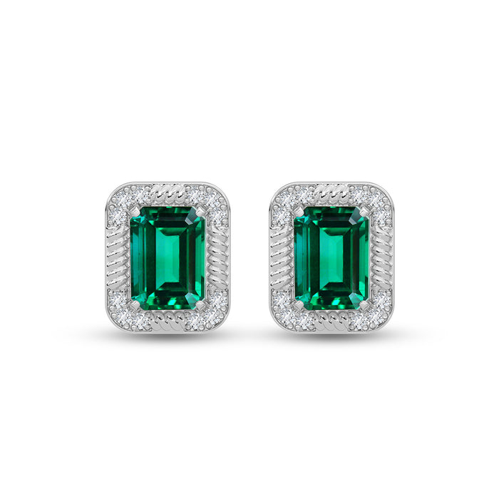 Silver Chloe Green Stud Earrings