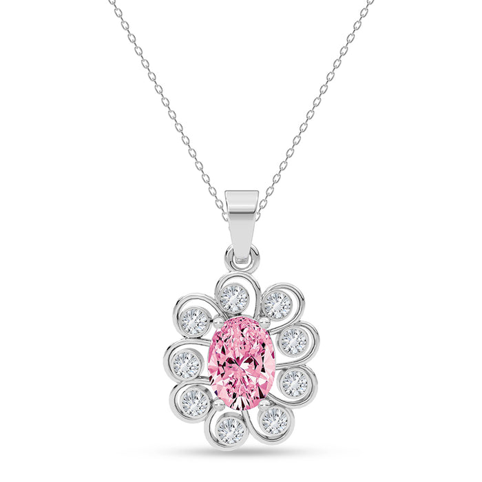 Silver Cielo Pink Pendant with Chain