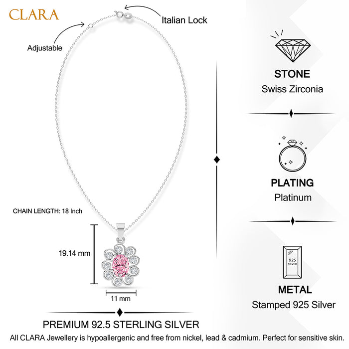 Silver Cielo Pink Pendant with Chain