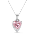 Silver Cimone Pink Heart Pendant with Chain