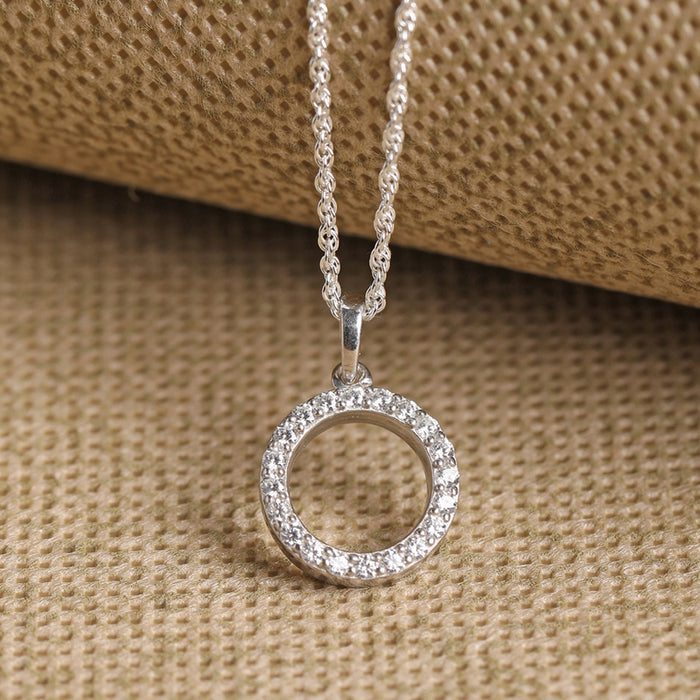 CLARA 925 Sterling Silver Circle of Life Pendant Chain Necklace