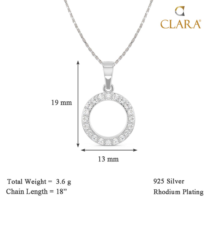 CLARA 925 Sterling Silver Circle of Life Pendant Chain Necklace