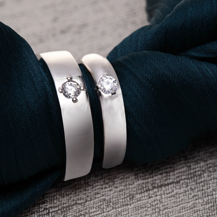 CLARA Pure 925 Sterling Silver Classic Adjustable Couple Band, Promise Rings for Lovers