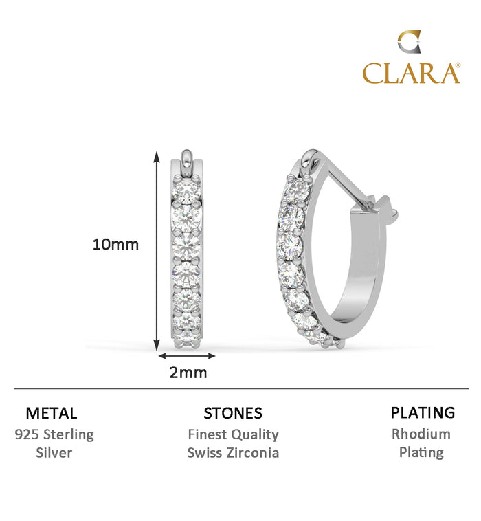 CLARA 925 Sterling Silver Classic Hoop and Huggies Bali Earrings