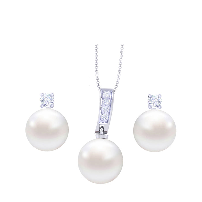 Silver Classic Pearl Jewellery Set