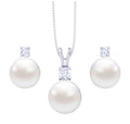 Clara 92.5 Sterling Silver Classic Pearl Pendant Earrings Set with Chain Jewellery Set Gift for Women and Girls