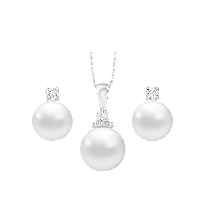 Silver Classic Pearl Jewellery Set