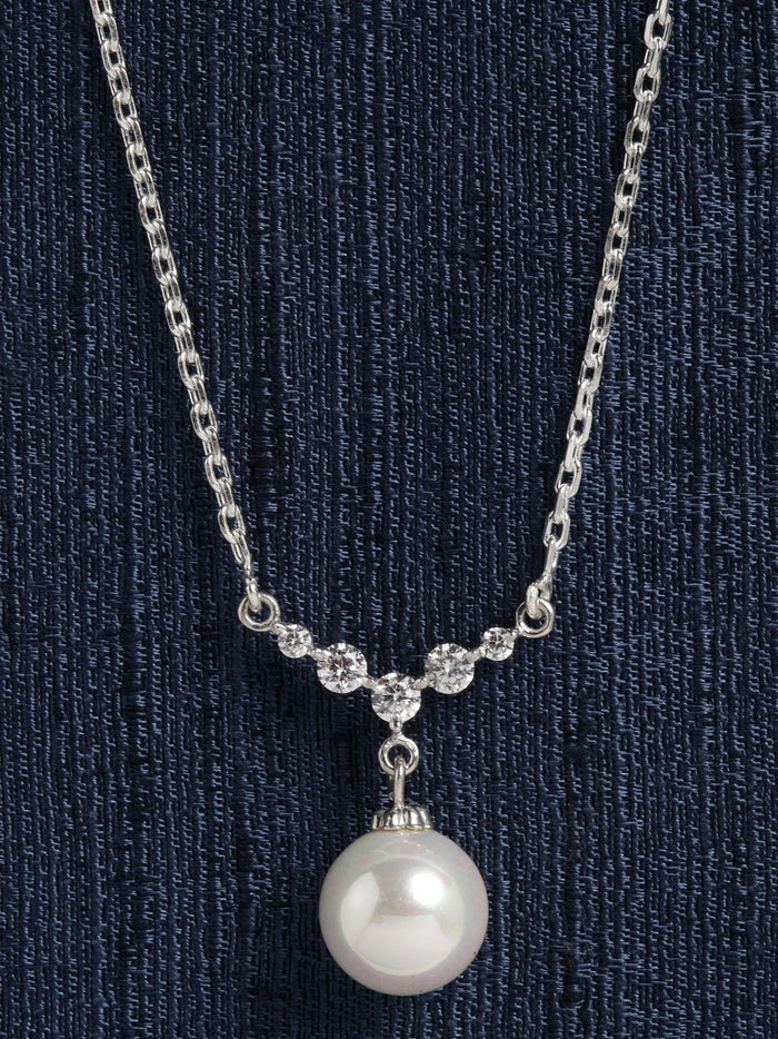 Clara 92.5 Sterling Silver Classic Pearl Pendant with Chain Gift for Women and Girls
