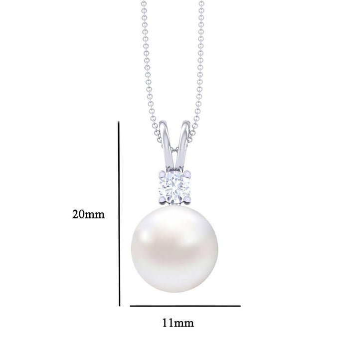 Clara 925 Sterling Silver Classic Pearl Pendant with Chain Gift for Women and Girls