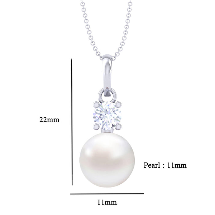 Clara 92.5 Sterling Silver Classic Pearl Pendant with Chain Gift for Women and Girls