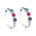 CLARA 925 Sterling Silver colorful Toe Rings Pair