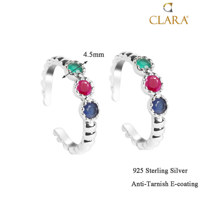 Silver colorful Toe Rings Pair
