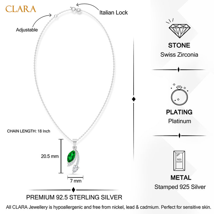 Silver Cosima Green Pendant with Chain