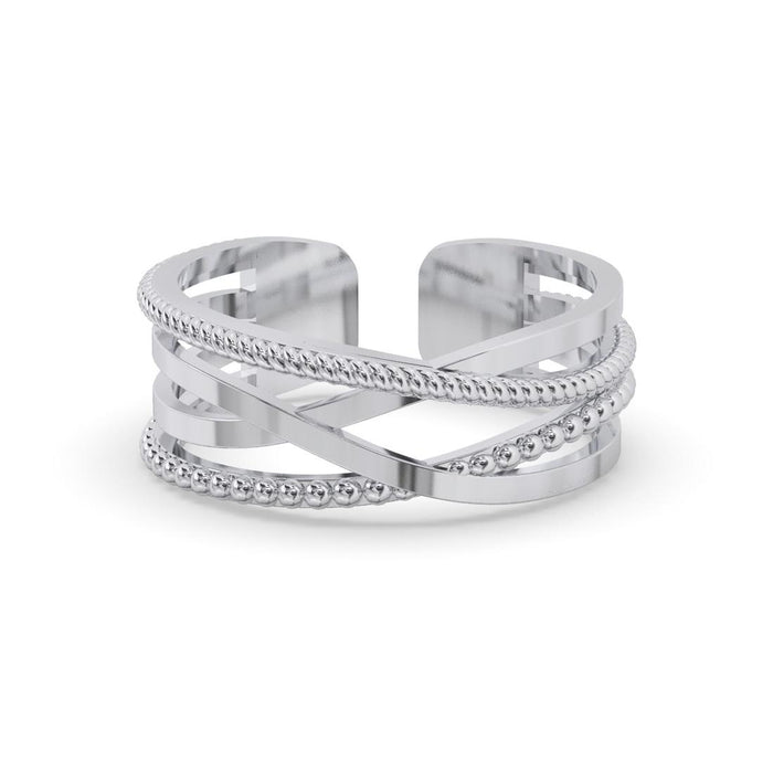 CLARA Pure 925 Sterling Silver Criss Cross Finger Ring