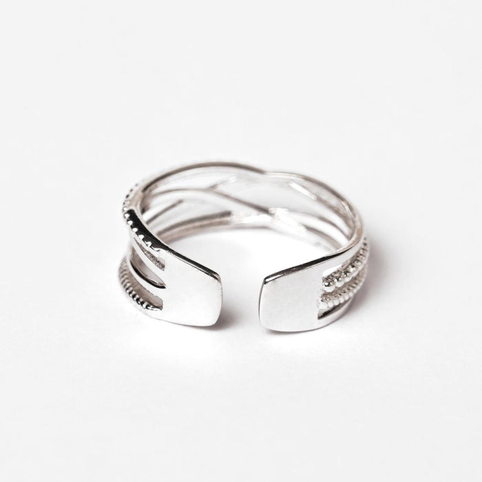 CLARA Pure 925 Sterling Silver Criss Cross Finger Ring