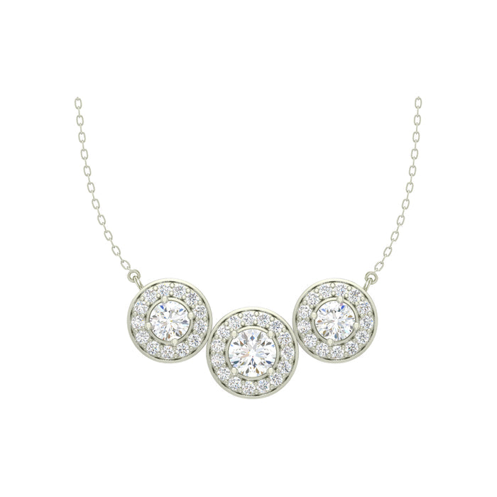 Silver Cubic Zirconia Pendant Chain Necklace