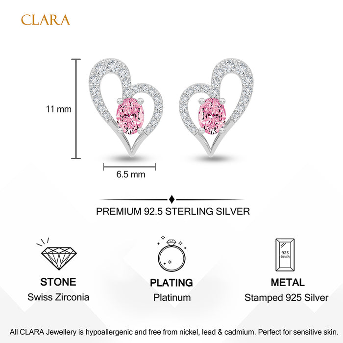 Silver Cuore Pink Heart Earrings