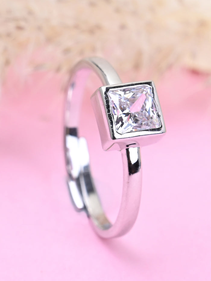 CLARA Pure 925 Sterling Silver Daily Wear Finger Ring with Adjustable Band