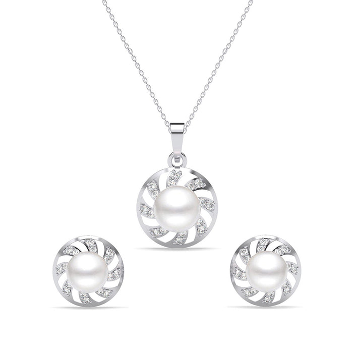 Silver Damsa Real Pearl Jewellery Set