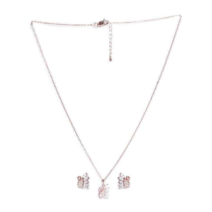 Silver Dancing Swan Jewellery Set