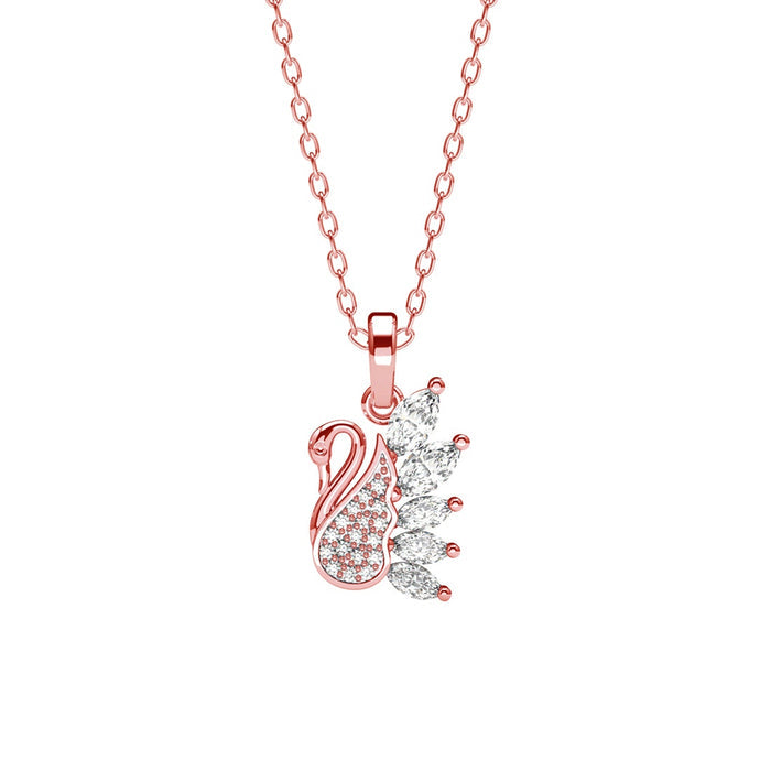 Silver Dancing Swan Pendant Chain