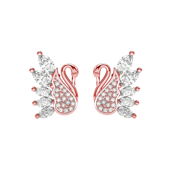 Silver Dancing Swan Stud Earrings