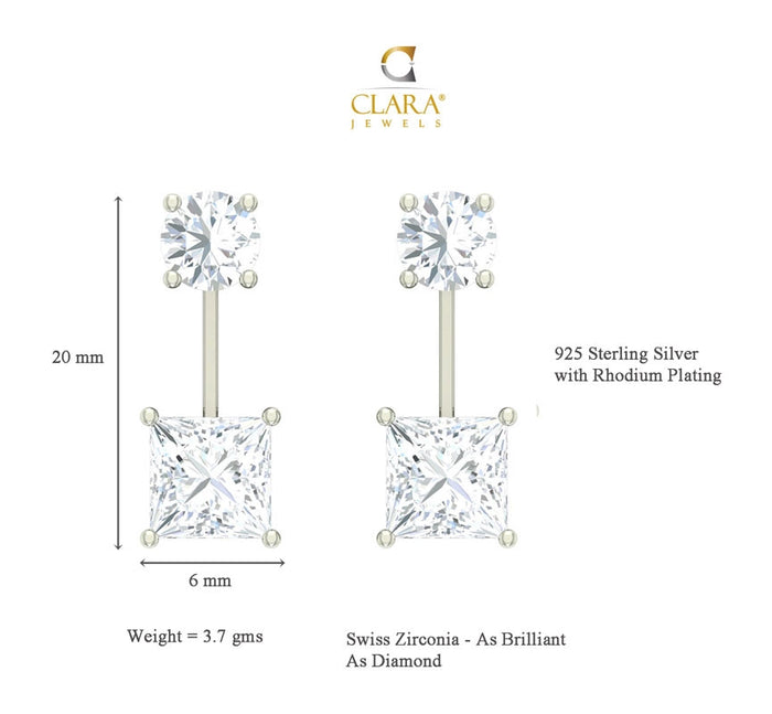 Clara 925 Sterling Silver and Cubic Zirconia Dangle & Drop Fleur Earring With Screw Back for Women & Girls